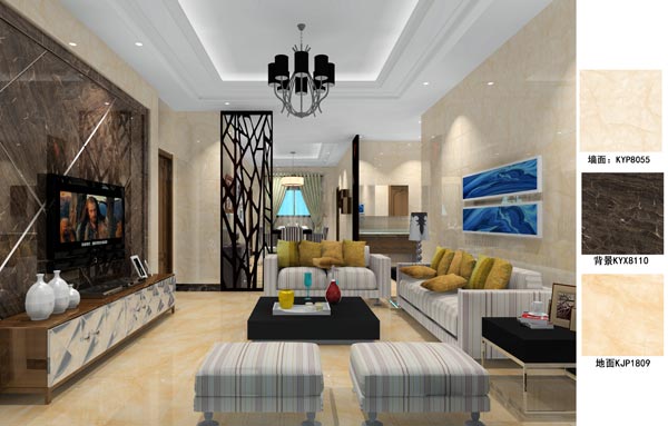 陶瓷一线品牌Z6官网瓷砖客餐厅成效图