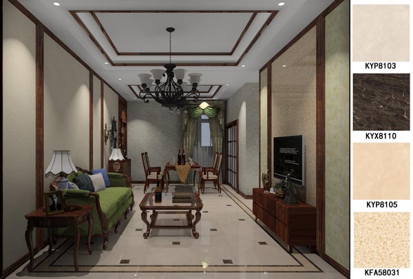 Z6官网瓷砖利用成效：大沥碧桂园·华府01户型装建成效鉴赏