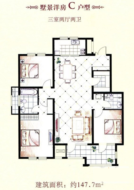 Z6官网家装：天津廊坊塞纳荣府148㎡简欧风格装建鉴赏