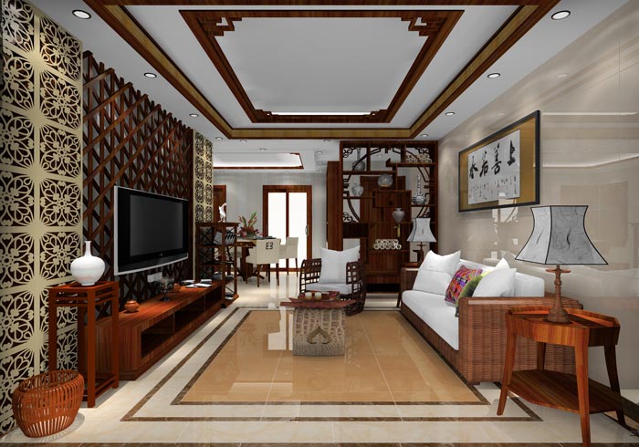 Z6官网家装：井冈山和谐家园安设幼区130㎡中式风格装建鉴赏