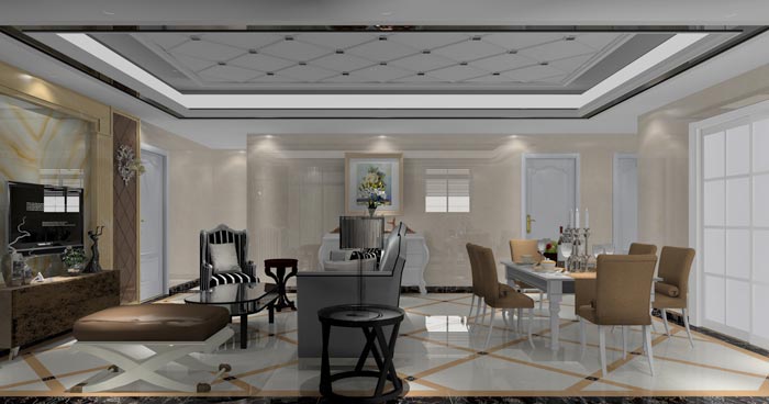 欧式风格在造型极其讲求，给人端庄典雅的感触，尊贵豪华的同时，还拥有浓密的文化气味。本单元的设计沿用了欧式的端庄典雅，也参与一些时尚的元素，让整个空间多了现代的时尚感触，却不失端庄。